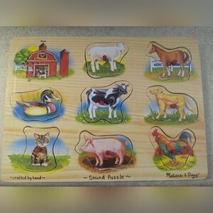 Melissa & Doug Farm Animal Sound Puzzle with Red and Yellow Accents